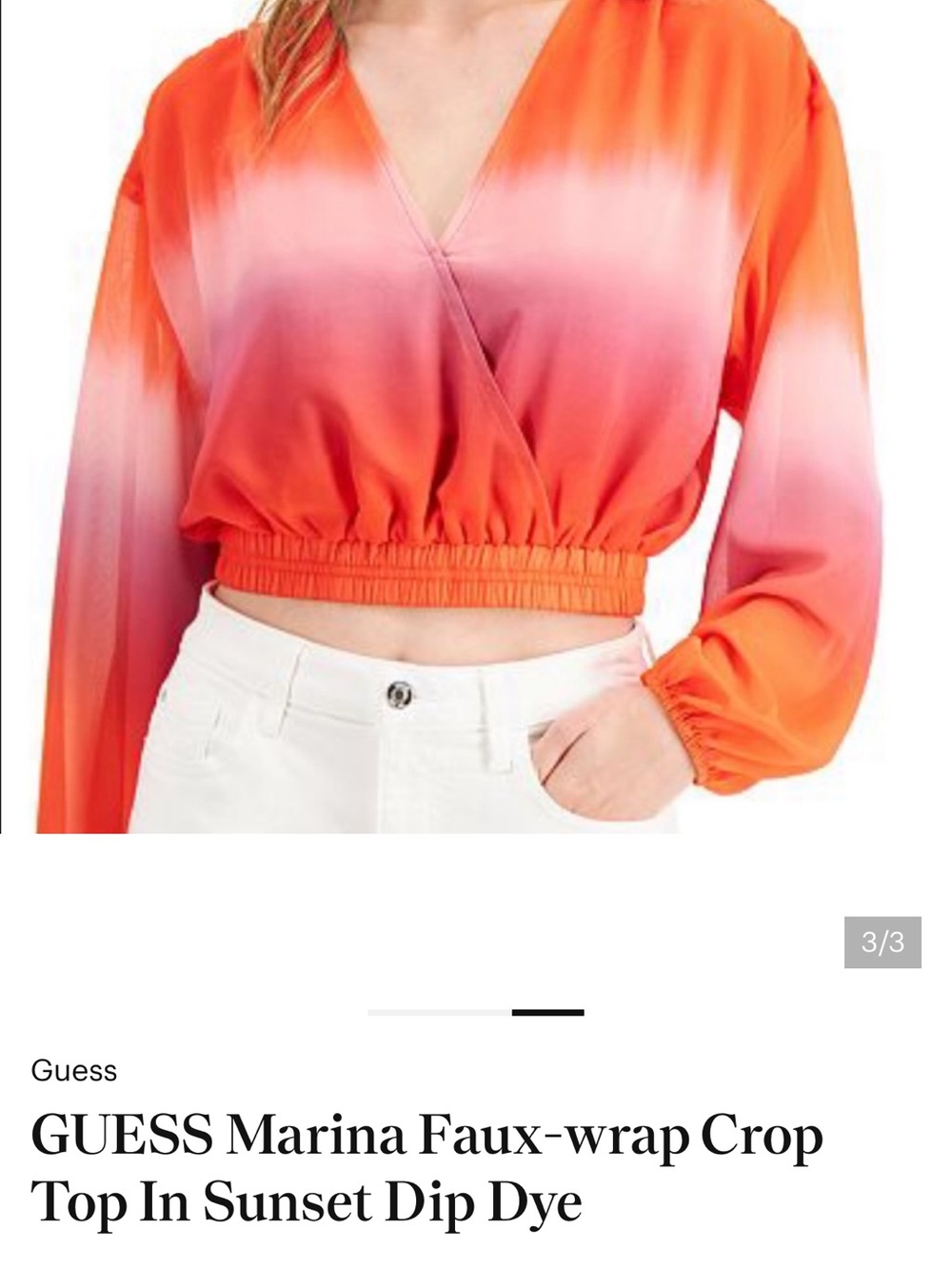 Guess Coral to Pink Ombré Cropped Top